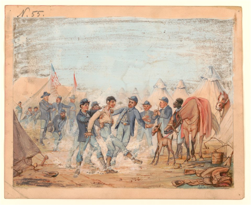 Camp of the Thirty-second Regiment Indiana Volunteers, Company A, near Stones River, Tennessee, January 1863) - A.M LCCN2017647003