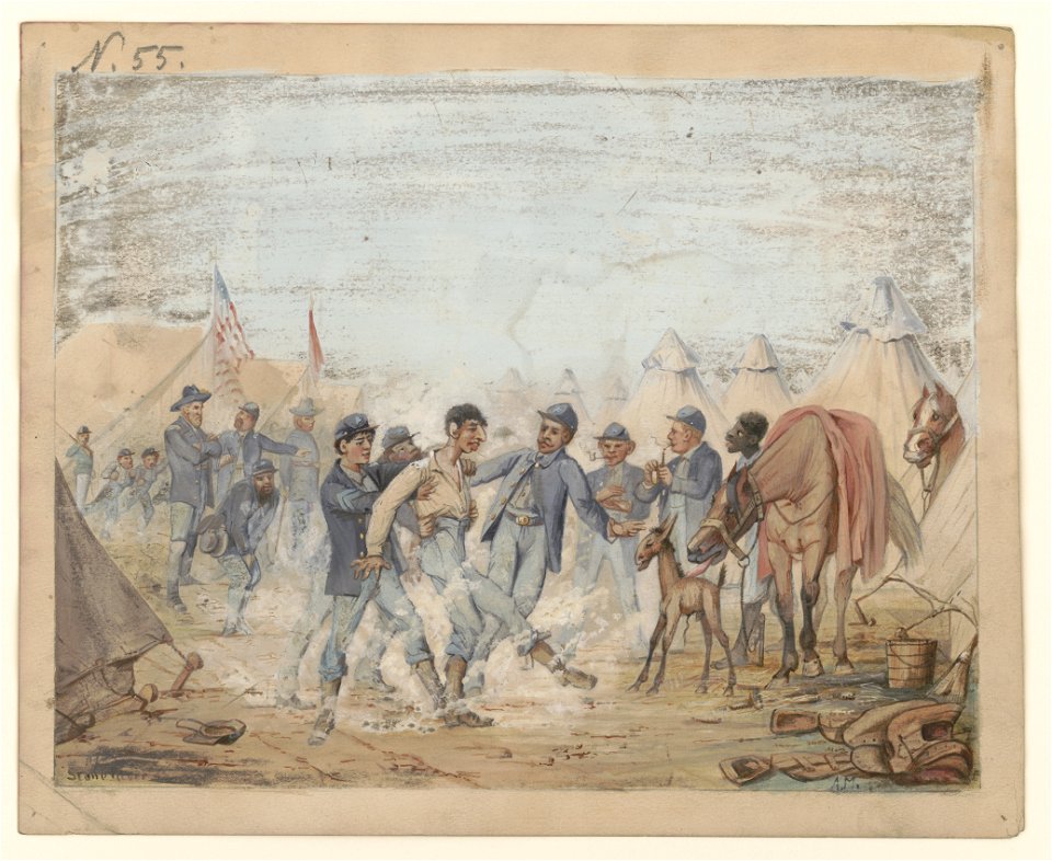 Camp of the Thirty-second Regiment Indiana Volunteers, Company A, near Stones River, Tennessee, January 1863) - A.M LCCN2017647003