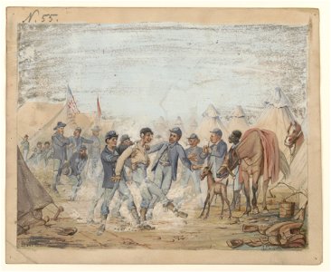 Camp of the Thirty-second Regiment Indiana Volunteers, Company A, near Stones River, Tennessee, January 1863) - A.M LCCN2017647003