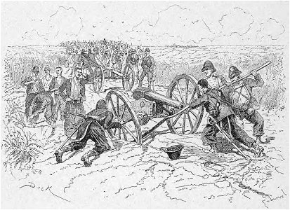 Campagne du Tonkin Marche des troupes vers Lang-Son avec artillerie