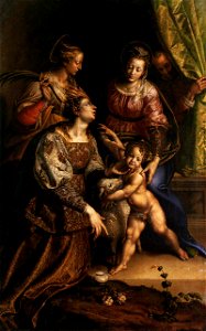 Antonio Campi - Virgin and Child with Saints - WGA3817. Free illustration for personal and commercial use.