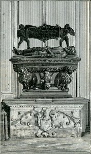 Campi Salentina monumento di Belisario Maramonte nella collegiata xilografia