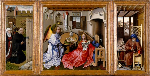 Robert Campin - Triptych with the Annunciation, known as the Merode Altarpiece - Google Art ProjectFXD