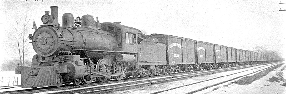 Canadian Pacific wheat train (Howden, Boys' Book of Locomotives, 1907). Free illustration for personal and commercial use.