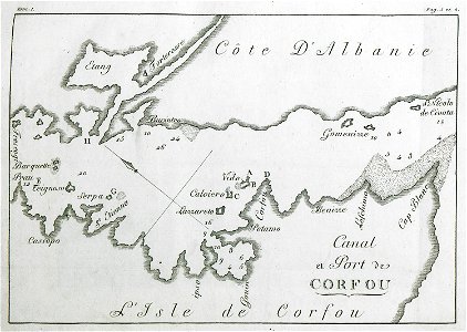 Canal et port de Corfou - Grasset De Saint-sauveur André - 1800. Free illustration for personal and commercial use.