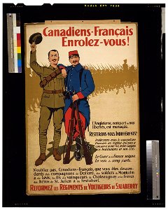 Canadiens-Français enrolez-vous! L'Angleterre, rempart de nos libertés, est menaçée.... Reformez les régiments de Voltigeurs de Salaberry - A.H. Hider. LCCN2005695751