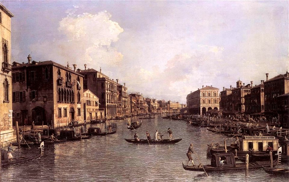 Giovanni Antonio Canal, il Canaletto - Grand Canal - Looking South-East from the Campo Santa Sophia to the Rialto Bridge - WGA03961