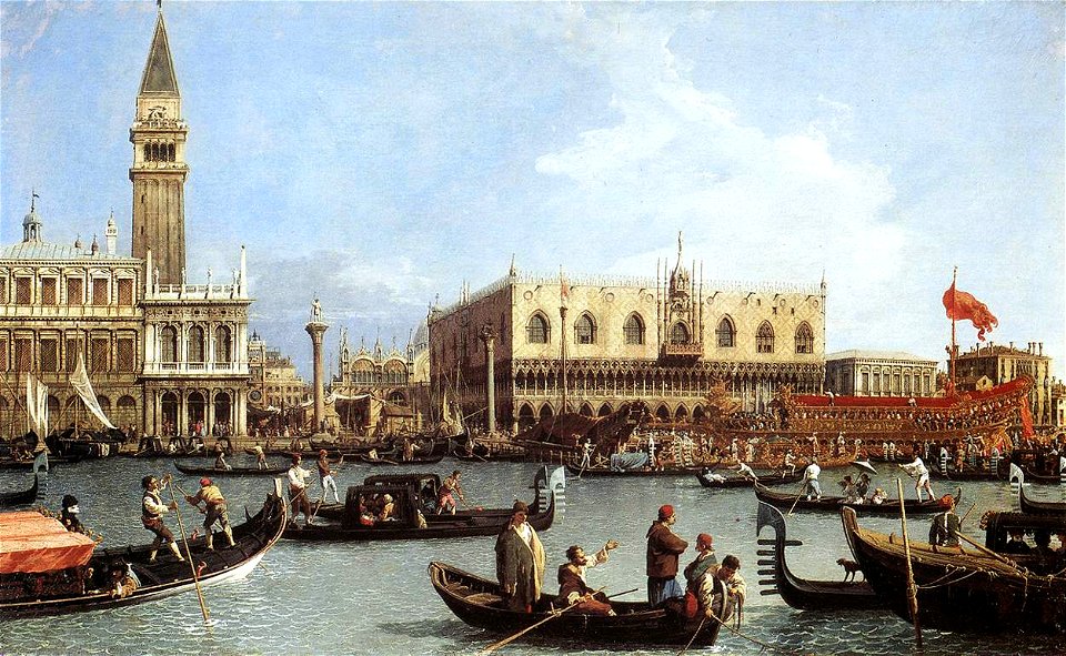 Canal, Giovanni Antonio (Canaletto) - Return of the Bucentoro to the Molo on Ascension Day, c. 1733-4. Royal Collection Buckingham Palace