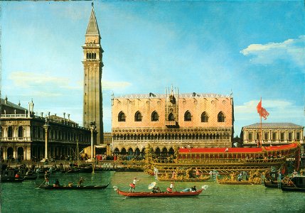 Canaletto (Giovanni Antonio Canal), Italian (active Venice, Rome, and England) - The Bucintoro at the Molo on Ascension Day - Google Art Project