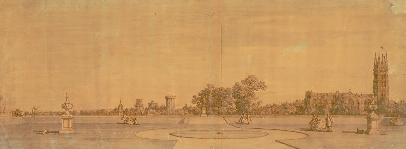 Canaletto - Warwick- The Town and Castle from the Priory Gardens - Google Art Project