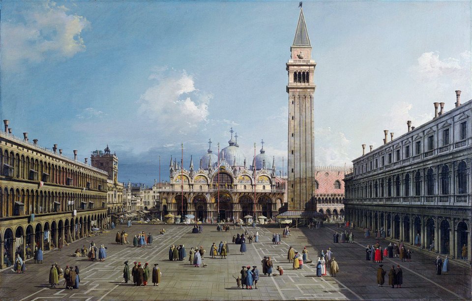 Piazza San Marco with the Basilica, by Canaletto, 1730. Fogg Art Museum, CambridgeFXD
