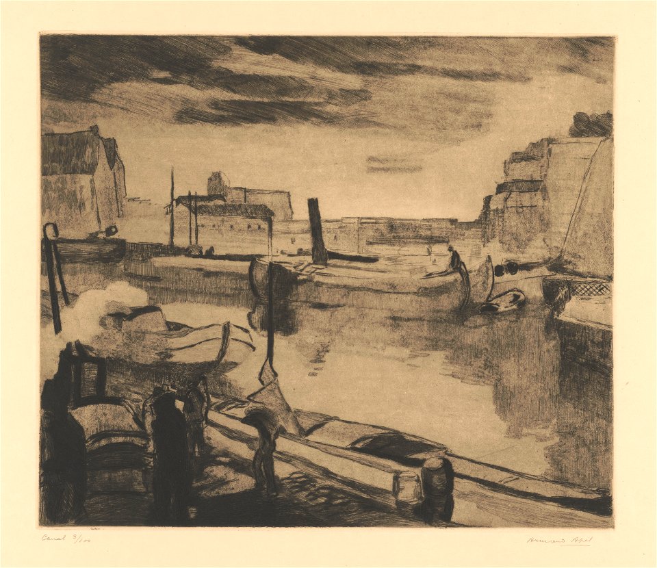 Canal, print by Armand Apol (1879-1950), Belgium, Prints Department of the Royal Library of Belgium, S.III 67999