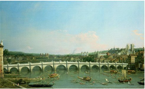 Canaletto - Westminster Bridge from the North with the Lord Mayor's Procession