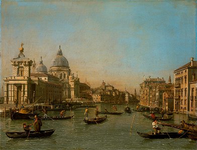 Canaletto - De ingang van het Canal Grande bij de Punta della Dogana en de Santa Maria della Salute