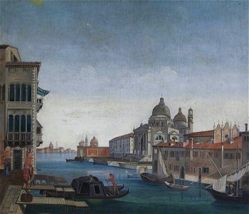 Canaletto (1697-1768) (imitator of) - The Entrance to the Grand Canal, Looking East, with Santa Maria della Salute, Venice - 1401114 - National Trust