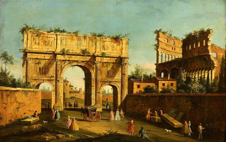 Canaletto (1697-1768) (imitator of) - The Colosseum and Arch of Constantine, Rome - 609057 - National Trust