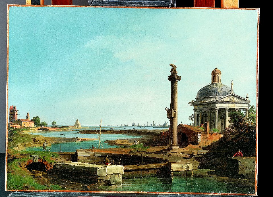 Canaletto (Giovanni Antonio Canal) - A Lock, a Column, and a Church beside a Lagoon - 2019.141.6 - Metropolitan Museum of Art