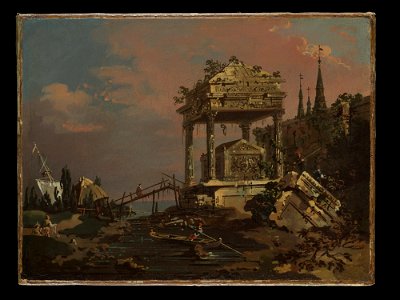 Canaletto (Giovanni Antonio Canal) - Imaginary View with a Tomb by the Lagoon - 2018.289.1 - Metropolitan Museum of Art