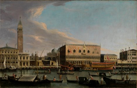 Canaletto (Nachahmer) - Blick vom Bacino di S.Marco auf den Molo mit Dogenpalast, Piazzetta, Liberia und Zecca - 1985 - Staatliche Kunsthalle Karlsruhe