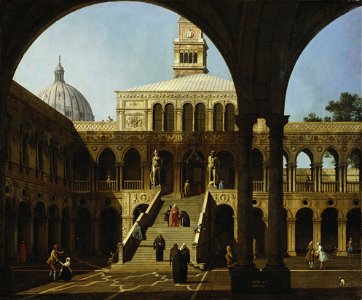Canaletto (Venice 1697-Venice 1768) - Capriccio View of the Courtyard of the Palazzo Ducale with the Scala dei Giganti - RCIN 406012 - Royal Collection