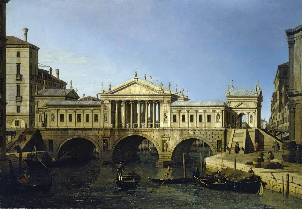 Canaletto (Venice 1697-Venice 1768) - Capriccio View with Palladio's Design for the Rialto Bridge - RCIN 404029 - Royal Collection