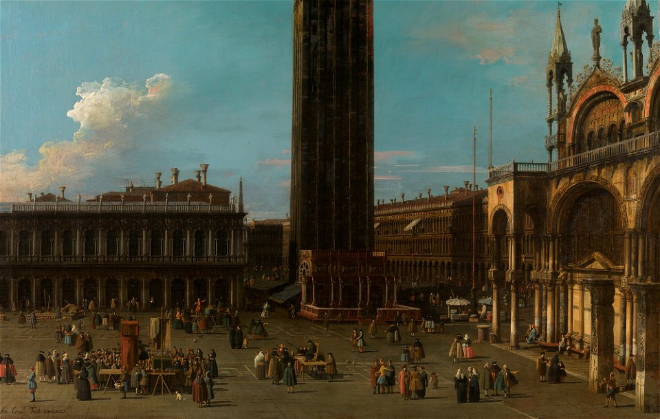 Canaletto (Venice 1697-Venice 1768) - The Piazza from the Piazzetta with the Campanile and the South Side of San Marco - RCIN 400516 - Royal Collection