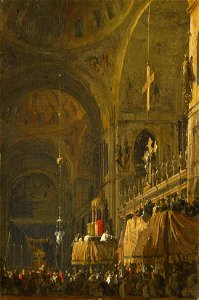 Canaletto (Venice 1697-Venice 1768) - The Crossing of San Marco looking to the North Transept on Good Friday - RCIN 400567 - Royal Collection