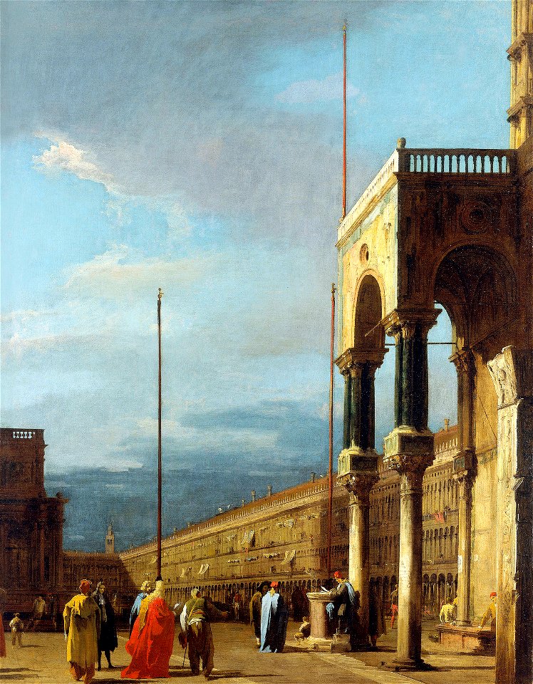 Canaletto (Venice 1697-Venice 1768) - The Piazza looking North-West with the Narthex of San Marco - RCIN 401037 - Royal Collection