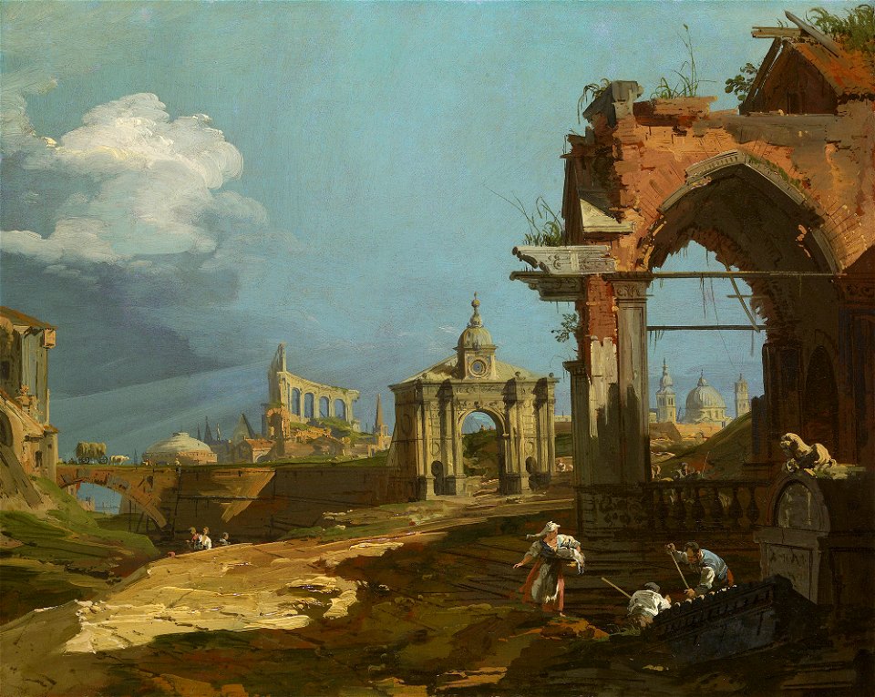Canaletto - A Capriccio View with a Pointed Arch 1742-44