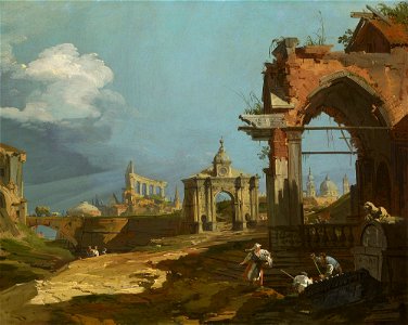 Canaletto - A Capriccio View with a Pointed Arch 1742-44