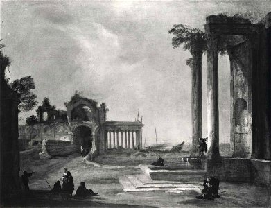 Canaletto - Capriccio con rovine romane e figure, Collezione V. Cini