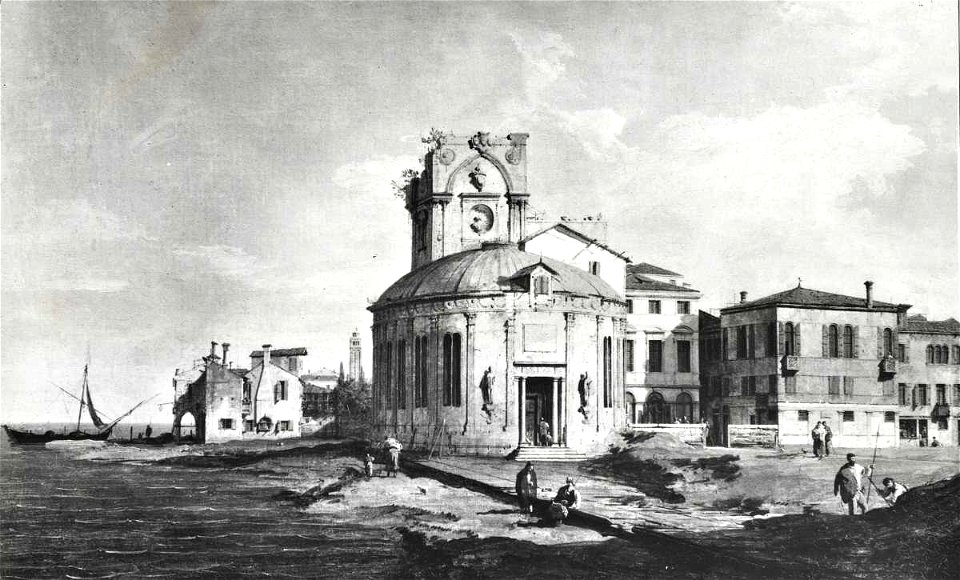 Canaletto - Capriccio con chiesa ovale e laguna, Baroni,