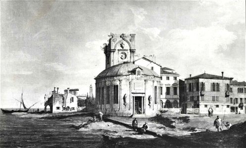 Canaletto - Capriccio con chiesa ovale e laguna, Baroni,
