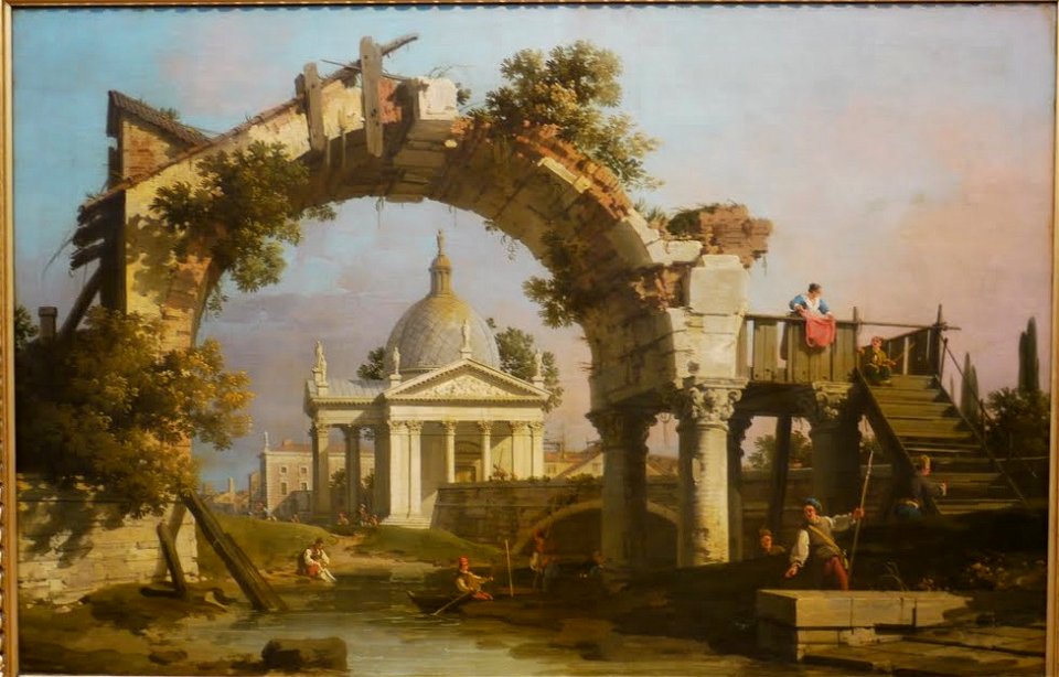 Canaletto - Landscape with a Villa seen through a ruined Arch