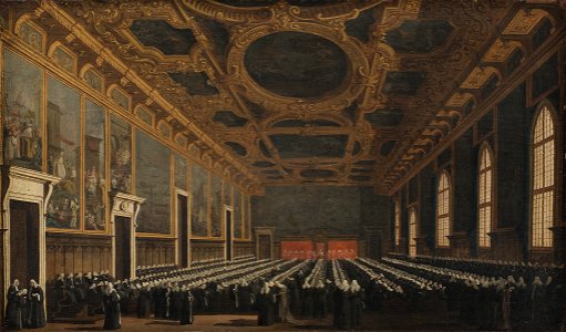 Canaletto - The Doge and Grand Council in Sala del Maggior Consiglio - KMS3898 - Statens Museum for Kunst