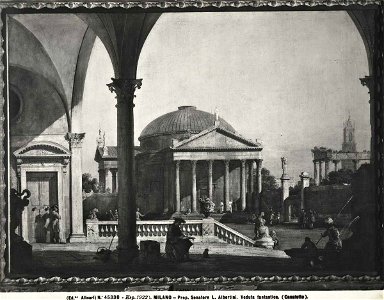 Canaletto - Veduta di fantasia con architetture di Vicenza e Roma, Collezione Albertini