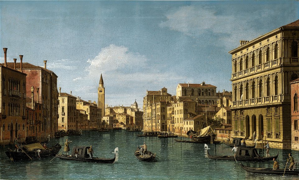 Canaletto - The Grand Canal looking north-west from Ca' Corner to Ca' Contarini degli Scrigni, with the campanile of Santa Maria della Carità