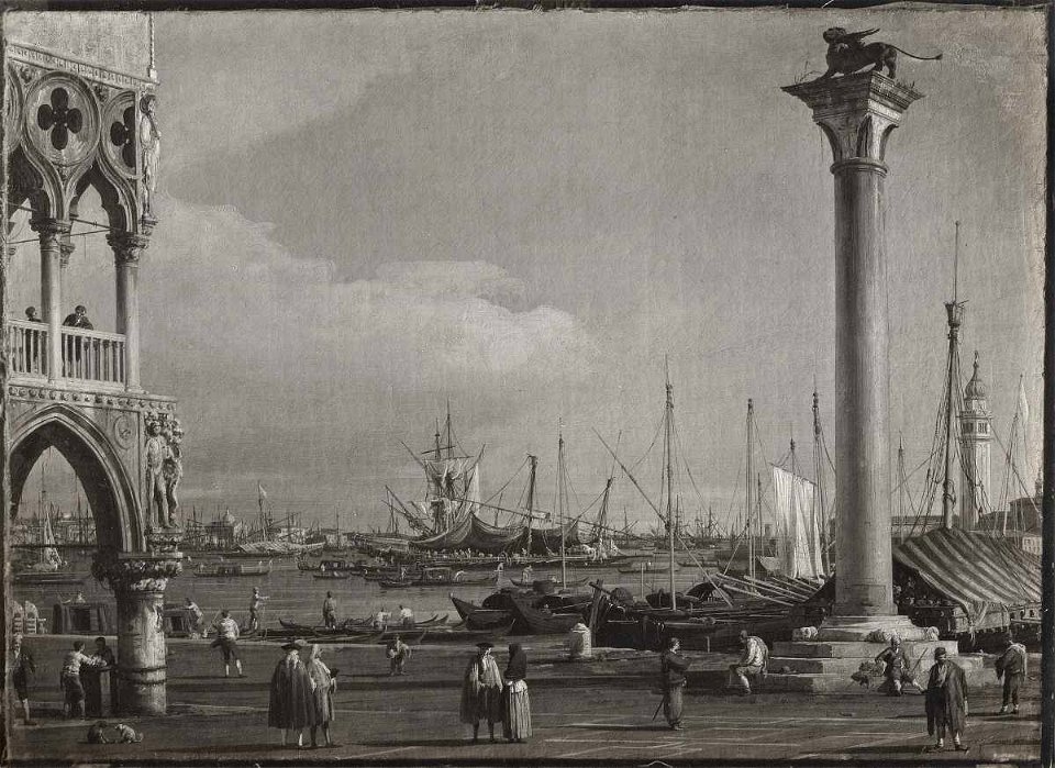 Canaletto - Veduta di Venezia con il bacino di S. Marco dalla Piazzetta, Collezione M. Crespi
