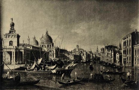 Canaletto - Veduta di Venezia con l'ingresso al Canal Grande, la Dogana e la chiesa di S. Maria della Salute, Museo del Settecento veneziano di Ca' Rezzonico
