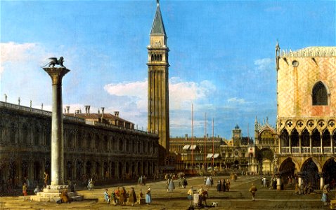 Canaletto - Venice The Piazzetta Towards The Torre dell' Orologio Signed and dated 1743