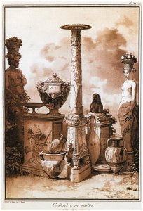 Candelabre en marbre et autres objets antique - Houel Jean - 1782