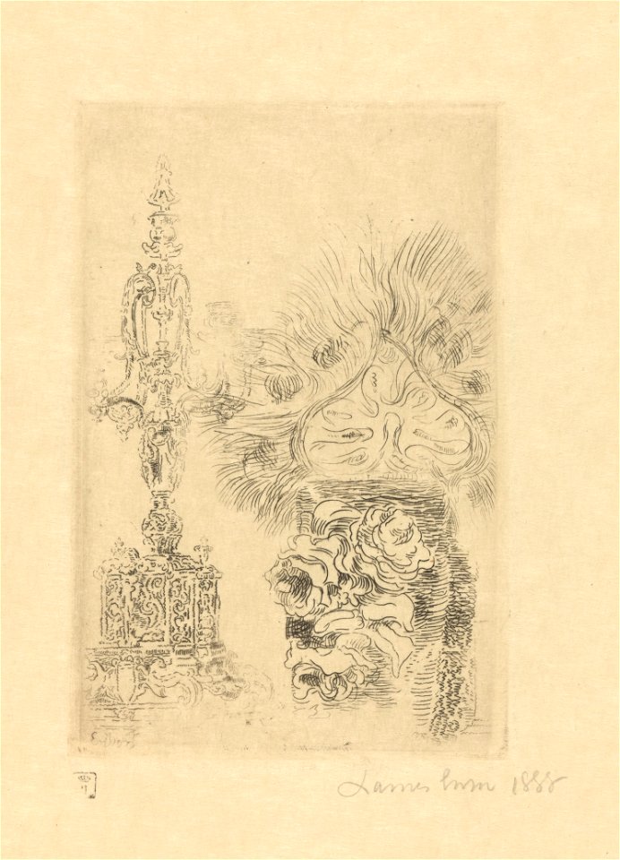 Candelabra and Vase, print by James Ensor, 1888, Prints Department, Royal Library of Belgium, S. III 68829