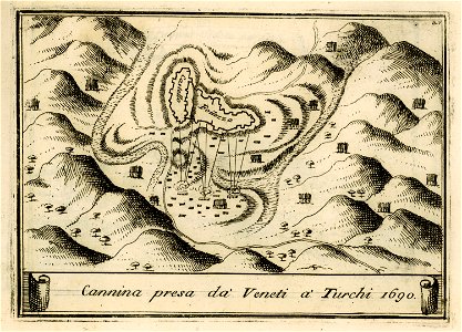 Cannina presa da Veneti a' Turchi 1690 - Coronelli Vincenzo - 1688