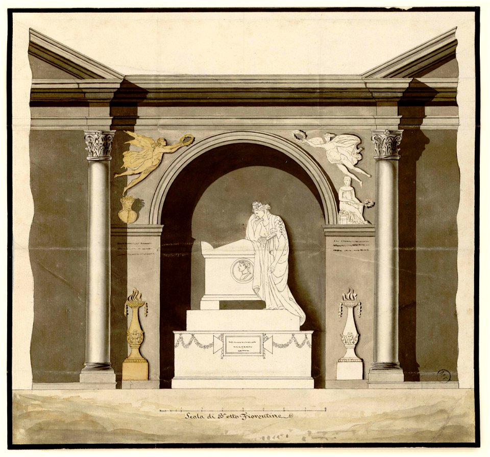 Canova - (attribué à) - Elévation d'un mausolée, tombeau d'Alfieri à Santa Croce, 837.1.972