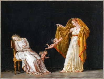 Canova - Love after having wounded a nymph flies to Venus, 1799