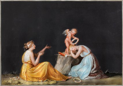 Canova - Two nymphs and a cupid playing with a crown of flowers, 1799
