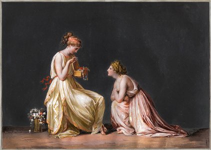 Canova - Two nymphs look at a small jewel-case, 1799