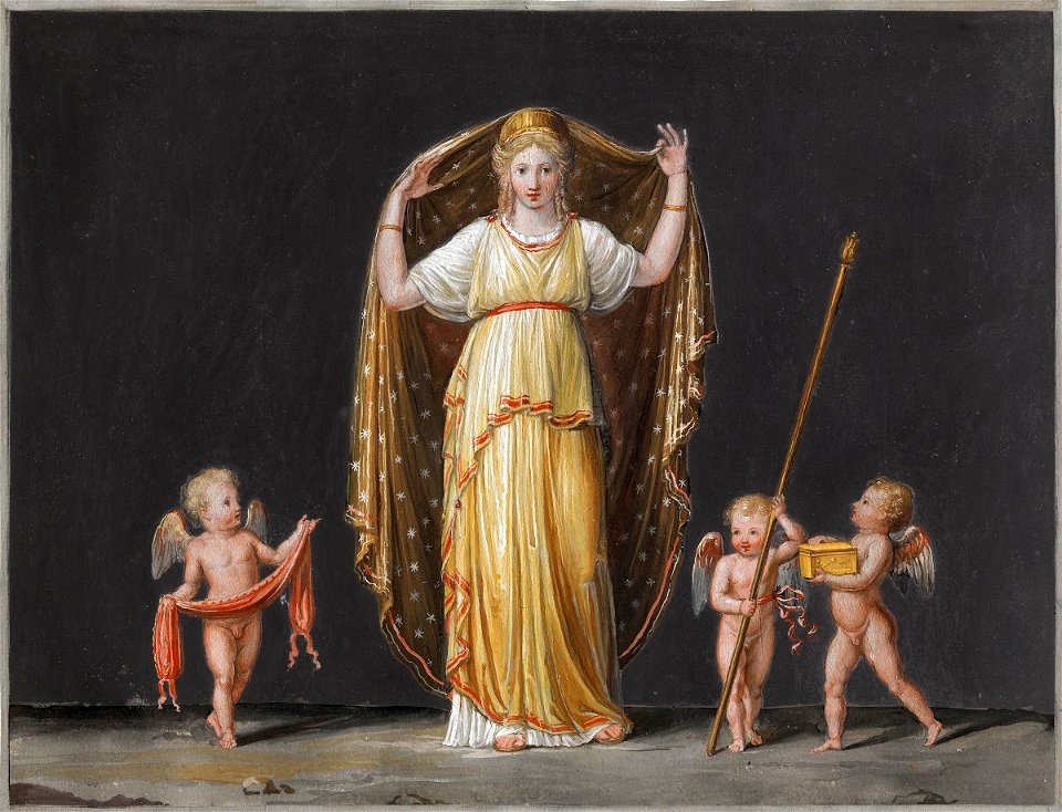 Canova - Woman removing her veil from her head and two cupids, 1799