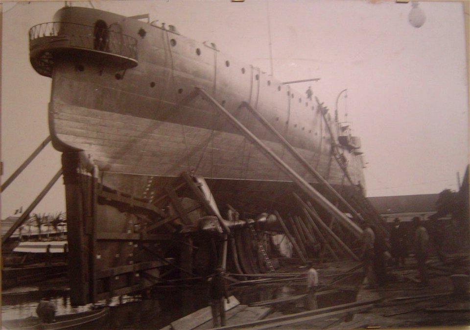 Cantiere navale Luigi Orlando, incrociatore in costruzione, 1911 - san dl SAN IMG-00001375