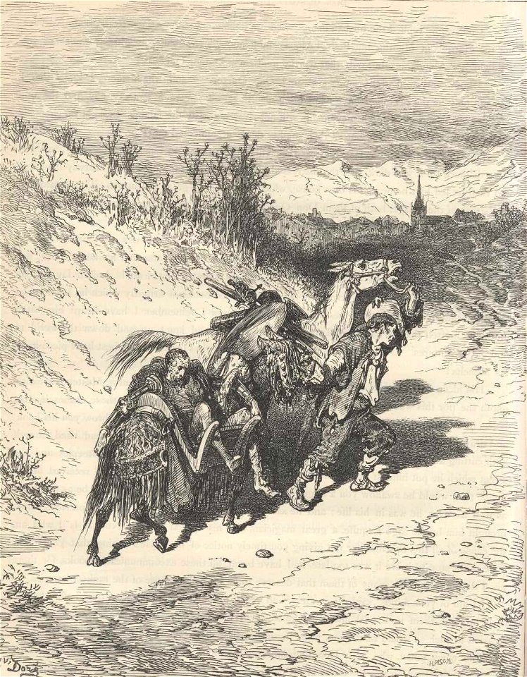 Cap V Dom Quixote é ajudado por um lavrador seu vizinho